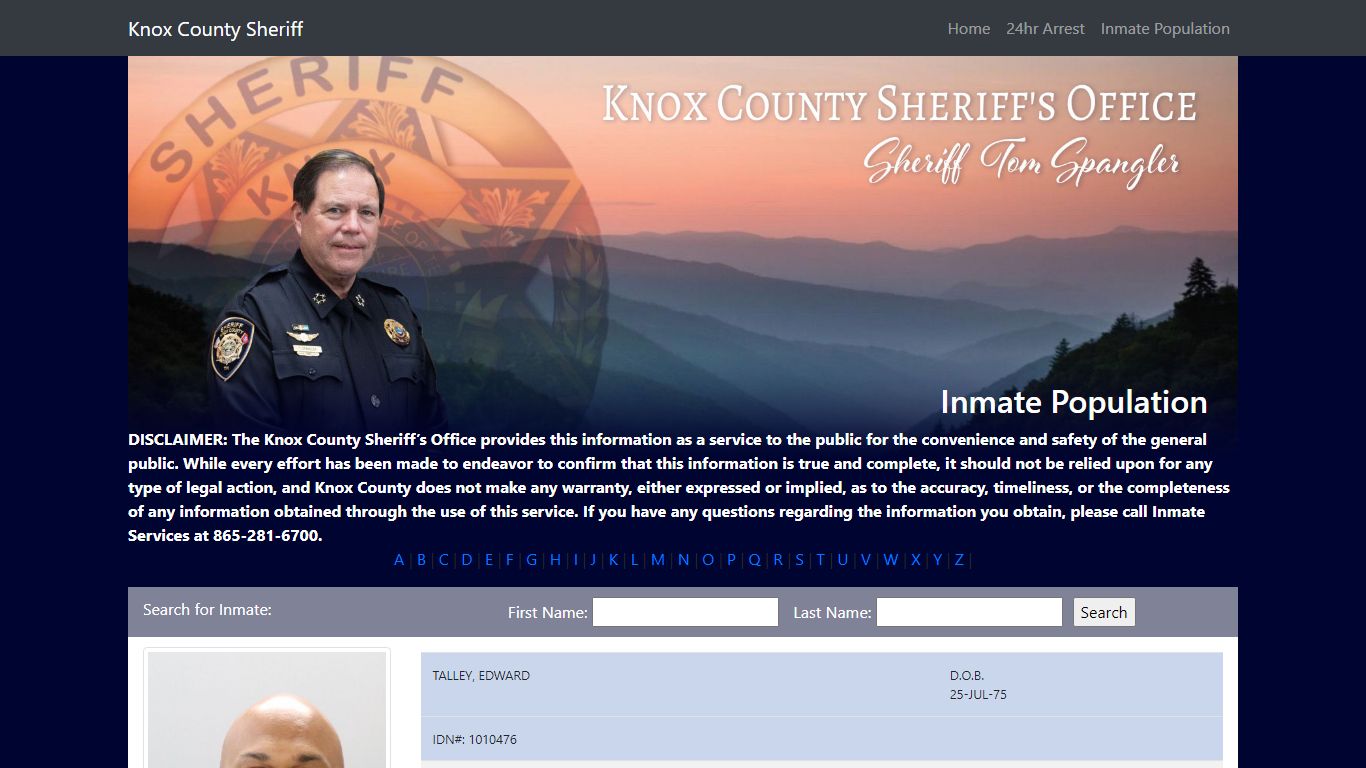 Knox County Tennessee - Sheriff - Inmate Population
